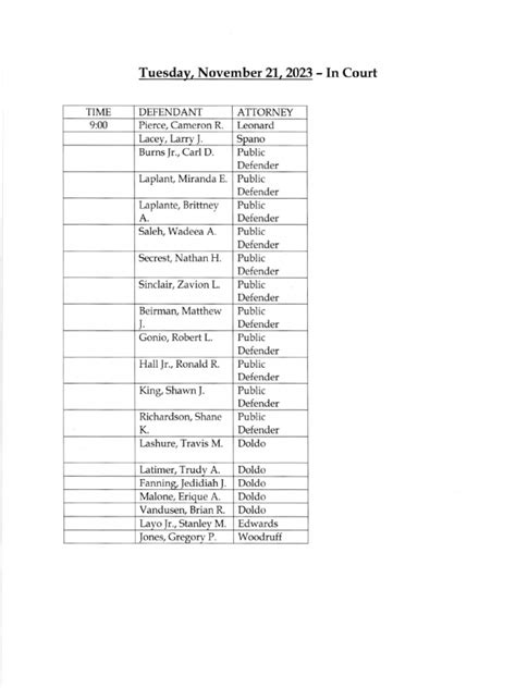 Jefferson County Court Calendar Nov. 21, 2023 | PDF