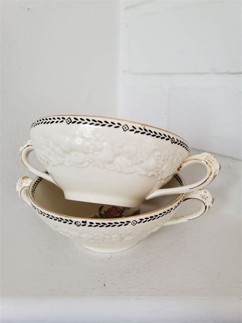 Vintage Double Handle Soup Bowl Cream Soup Bowl With Under - Etsy