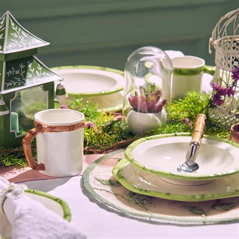 Green Ceramic Bamboo Dinner Plate – plateandpeonie