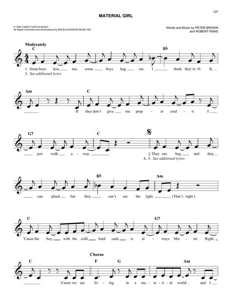 Material Girl chords by Madonna (Melody Line, Lyrics & Chords – 187278)