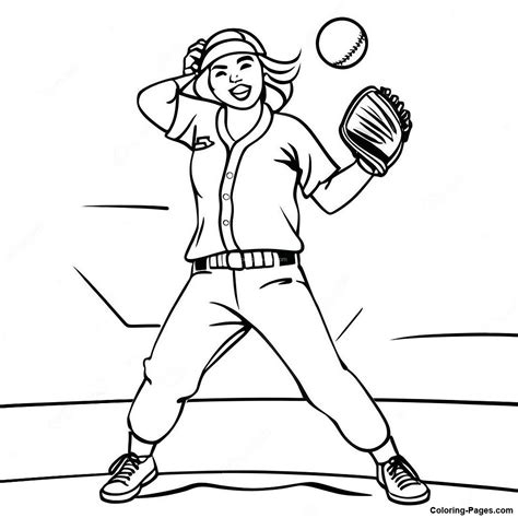 Softball Pitcher In Action Coloring Page | Coloring-Pages.com