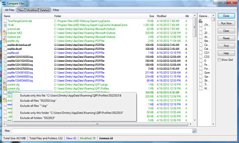 Comparing Files 的图像结果