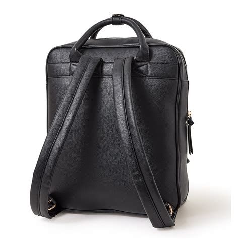 Black Faux Leather Backpack With 12 Laptop Sleeve - Accessorize India