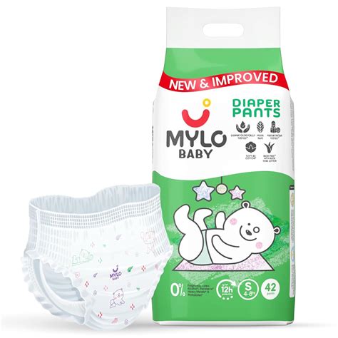 Buy Mylo Baby Diaper Pants Small (S) Size 4-8 kgs (42 count) Leak Proof ...