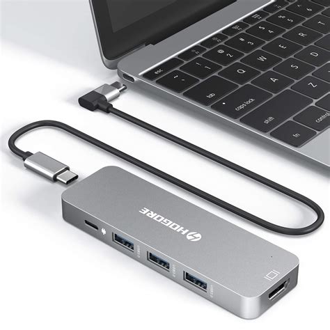 USB C Hub Adapter, HOGORE 7-in-1 Type C Hub with 12" Detachable Cable ...