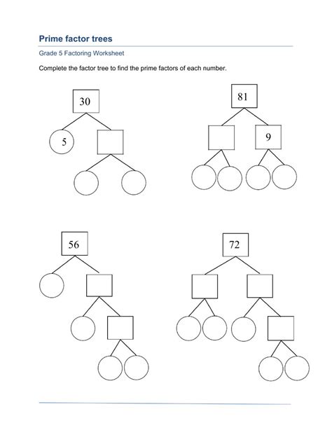 Image result for Math Factor Trees Worksheet