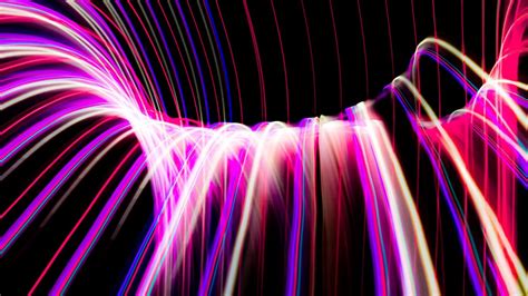 Download wallpaper 1366x768 neon, light, lines, freezelight, bends ...