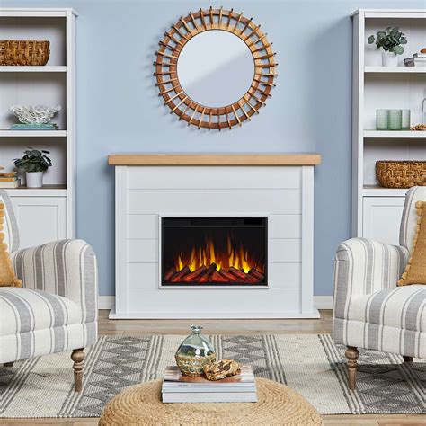 Modern White Electric Fireplace