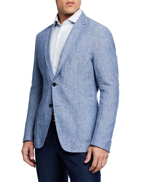 Hugo Boss Boss Men's Slim Fit Linen Jacket In Pastel Blue | ModeSens ...