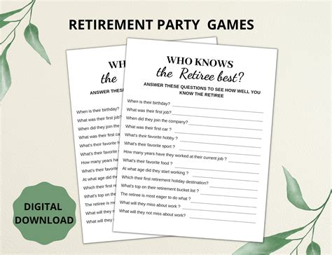 Retirement Party Games Printable, Who Knows the Retiree the Best Game ...