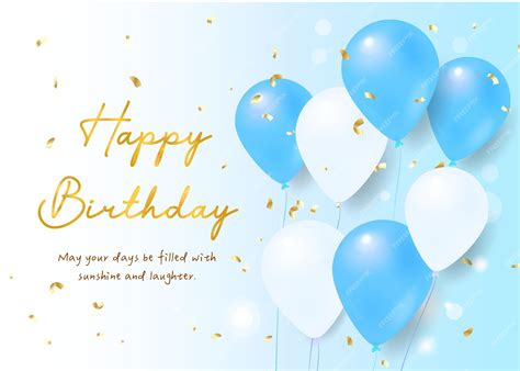 Celebração de aniversário azul Elegante carta de balão dourado padrão ...