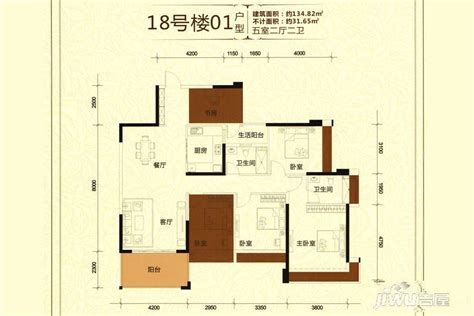 湛江盛和园D户型户型图_首付金额_3室2厅2卫_126.0平米 - 吉屋网