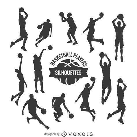Basketball Players Silhouettes Set Vector Download - silhouette of basketball player