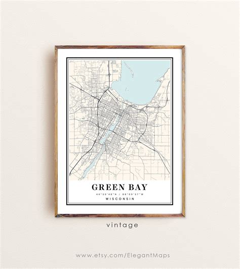 Green Bay Wisconsin Map Green Bay WI Map Green Bay City Map | Etsy