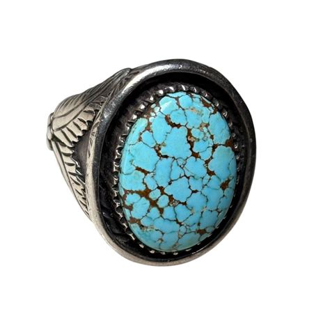 vintage Navajo silver shadow box turquoise ring | NOIR ONLINE