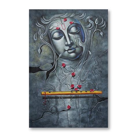 NanakArt Krishna Flute Modern Art Wall Painting Digital Reprint - Ready ...