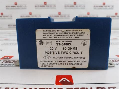 Transamerica Delaval St-54803 Zener Barrier Safe Pak 20V 180 Ohms ...