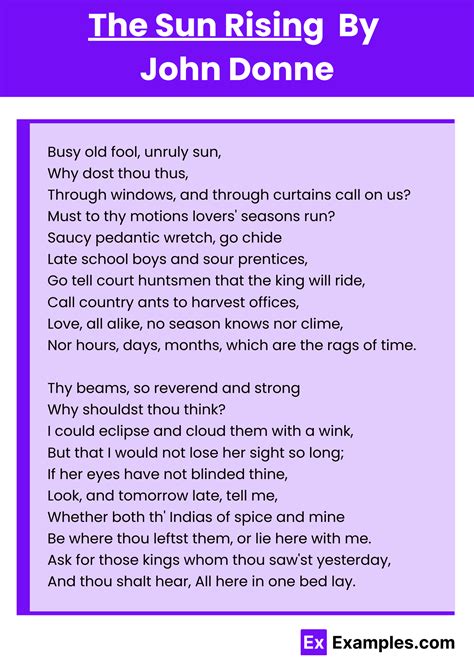 The Sun Rising Poem by John Donne to Download