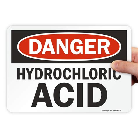 SmartSign"Danger - Hydrochloric Acid" Label | 7" x 10" Laminated Vinyl ...