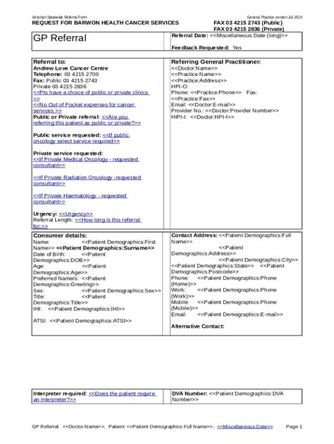 Barwon Health Cancer Services - How to make a referral Doc Template ...