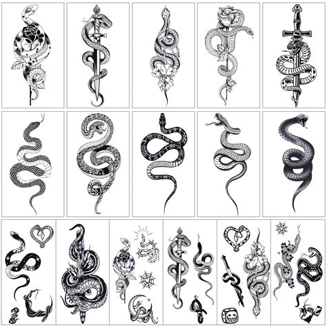 Buy 16 Sheets Realistic Snake Temporary Tattoo 3D Tribal Serpent Fake ...