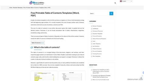 Image result for Word Document Table of Contents Template