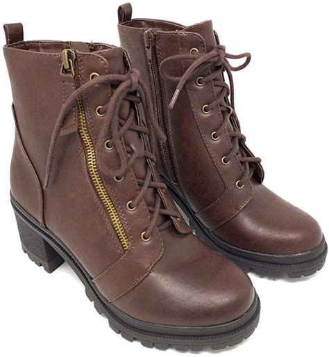 Womens Brown Leather Chunky Boots at Leonard Gagliano blog
