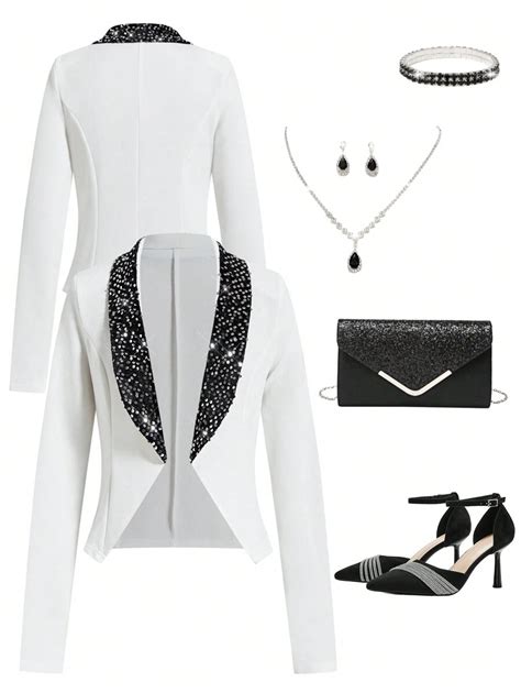 SHEIN Clasi Beaded Collar Cropped Blazer Homecoming Paryt Dress | SHEIN USA