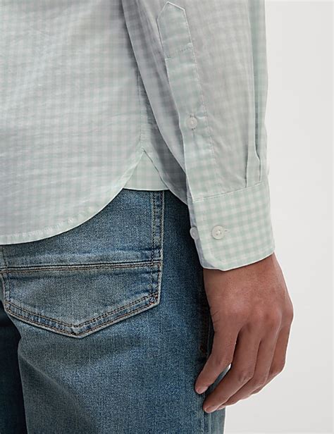 Buy Cotton Rich Gingham Check Oxford Shirt at Marks & Spencer
