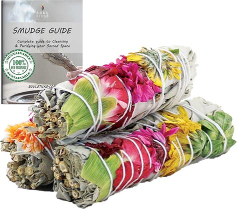 Amazon.com: Joy Organic White Sage Smudge Sticks with Flowers for ...