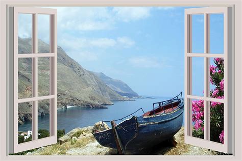Beibehang BXZ1596 Skiathos Nature HD 3D Window Wall Sticker (91cm x ...