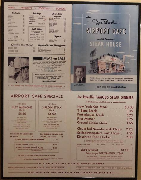 Menu at George Petrelli Steak House steakhouse, Culver City