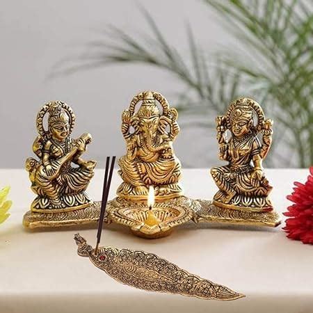 AONA Goddess Lakshmi with Lord Ganesha and Maa Saraswati Decorative ...