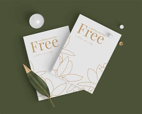 Free Wedding Invitation Card & Envelope Mockup PSD Set - Good Mockups