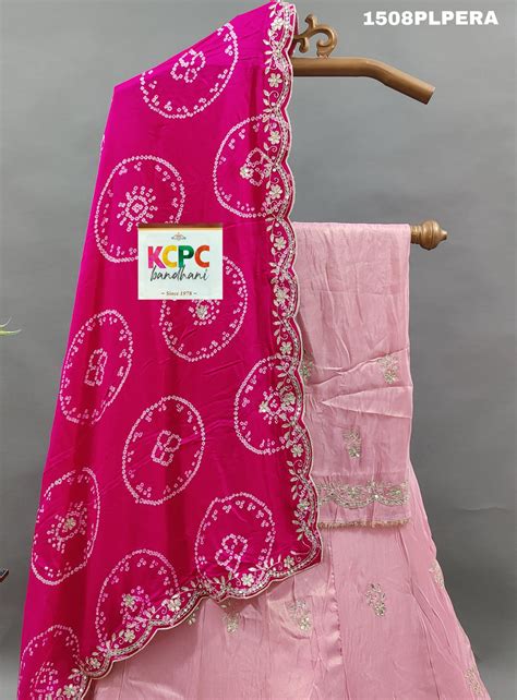KcPc Pure upada Silk Pure Bandhani Dupatta Cutdana Gota patti work Leh ...
