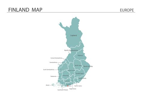 Finland map vector on white background. Map have all province and mark the capital city of ...