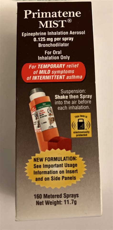 Primatene 1 Aerosol OTC Medicine, Mist Asthma Relief Inhaler with 160 ...