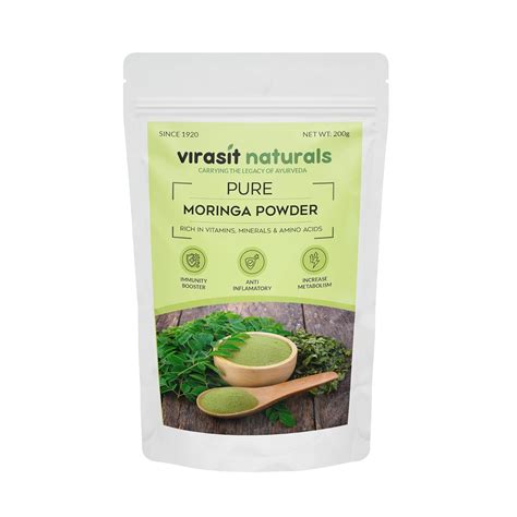 Virasit Moringa Powder 150g - Pure Organic Superfood Supplement for ...