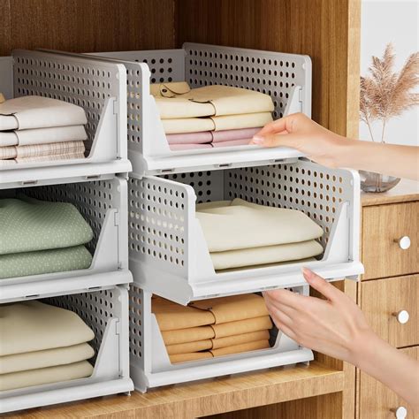 HOMIFLY 3 Pieces Stackable Wardrobe Organizer for Storage/Foldable ...