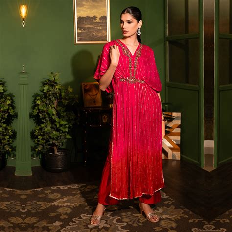 Rani Pink Pleated Long Slit Heavy Work Designer Dress – Suvidha Fashion