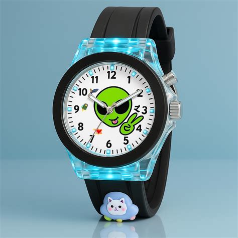Selloria 3D Cartoon Analog Light Watch for Kids (Alien)