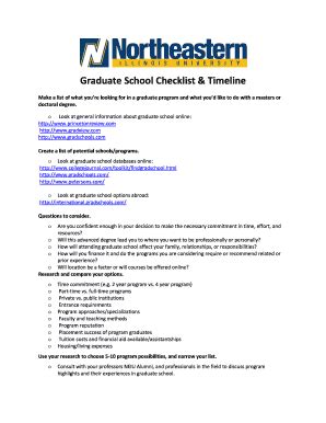 Fillable Online Graduate School Checklist & Timeline Fax Email Print ...