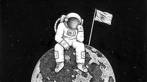 Download wallpaper 1920x1080 astronaut, space, art, planet, drawing, bw ...