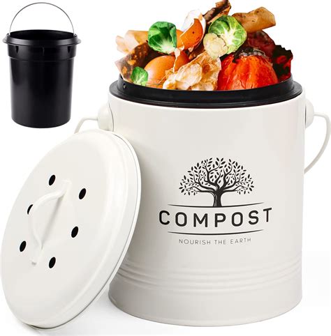 Perfnique Kitchen Compost Bin, 1.3 Gallon Countertop Compost Bin with ...