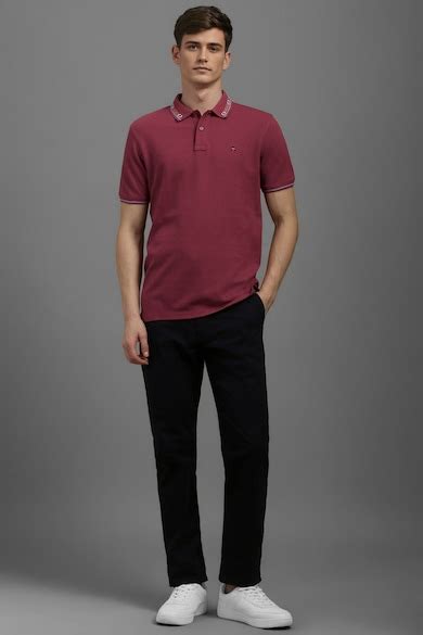 Buy Men Maroon Solid Polo Neck T-shirt Online - 39829597 | Louis Philippe