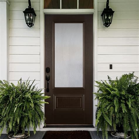 Masonite 32-in x 80-in x 4-9/16-in Fiberglass Right-hand inswing Walnut ...