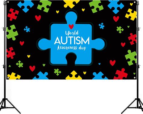 Amazon.com: Avezano Autism Awareness Backdrop Banner April Puzzle Piece ...