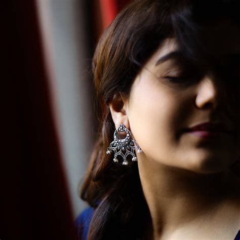 92.5 Handcrafted Silver Chandbali Earrings