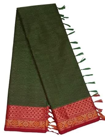 Buy Women's Chettinad Cotton Sarees - 80s count Copper Zari Border ...