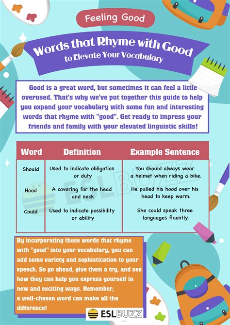 Words that Rhyme with Good to Maximize Your Rhyming Skills - ESLBUZZ